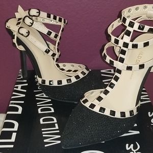 Black studded heels